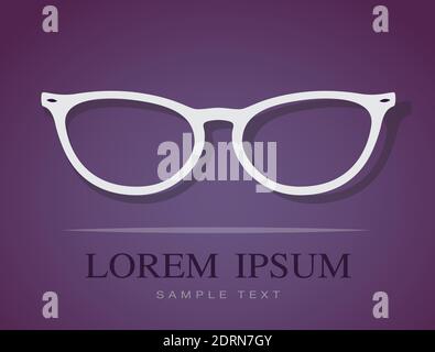 Vektorbild der Brille auf violettem Hintergrund. Leicht editierbare Vektorgrafik mit Ebenen. Stock Vektor