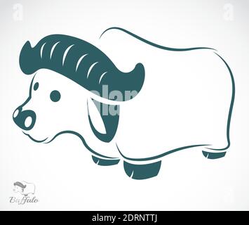 Vektor eines Büffels auf weißem Hintergrund. Leicht editierbare Vektorgrafik mit Ebenen. Wilde Tiere. Stock Vektor