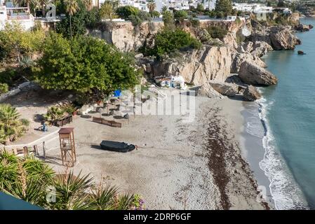 Andalusien in Spanien: Die Playa Calahonda von Nerja Stockfoto