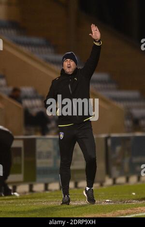 Colchester United Manager Steve Ball - Colchester United / Morecambe, Sky Bet League Two, JobServe Community Stadium, Colchester, Großbritannien - 19. Dezember 2020 nur für redaktionelle Verwendung - es gelten DataCo-Beschränkungen Stockfoto