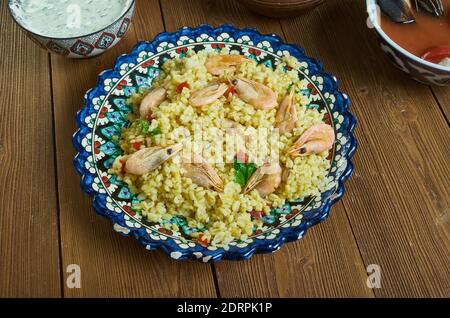 Bulgur di Pesce - Italienischer Bulgur mit Venusmuscheln Stockfoto