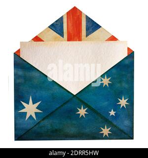 Wunderschöne Zeichnung der australischen Flagge. Nahaufnahme Stockfoto