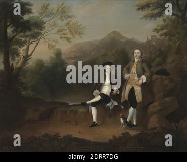Künstler: Arthur Devis, britisch, 1712–1787, Robert Gwillym von Atherton und William Farington von Werden, Öl auf Leinwand, 76.2 × 93.7 × 1.9 cm (30 × 36 7/8 × 3/4 in.), nicht zu sehen, britisch, 18. Jahrhundert, Gemälde Stockfoto