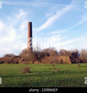 Ruine der alten Ziegelei und Schornstein bei wageningen in Niederlande Stockfoto