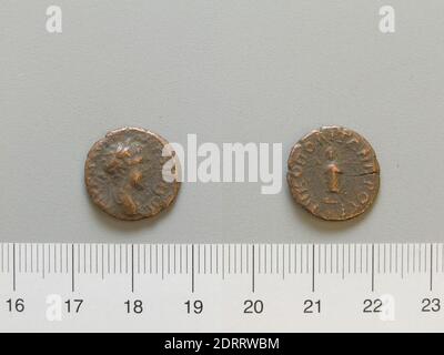 Minze: Nicopolis ad Istrum, Hemiassarion from Nicopolis, 218–22, Kupfer, 2.12 g, 4:00, 16.2 mm, hergestellt in Nicopolis ad Istrum, Moesia inferior, Roman, 3. Jahrhundert, Numismatik Stockfoto