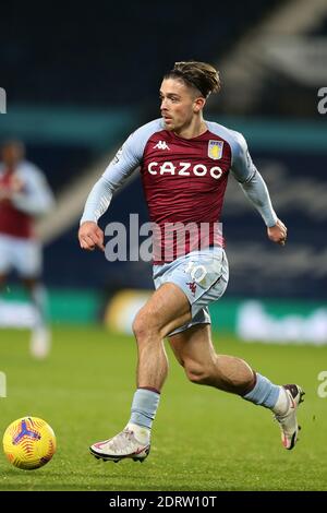 West Bromwich, Großbritannien. Dezember 2020. Jack Grealish von Aston Villa in Aktion. Premier League, West Bromwich Albion V Aston Villa at the Hawthorns in West Bromwich, Midlands on Sunday 20th December 2020. Dieses Bild darf nur für redaktionelle Zwecke verwendet werden. Nur redaktionelle Verwendung, Lizenz für kommerzielle Nutzung erforderlich. Keine Verwendung in Wetten, Spiele oder ein einzelner Club / Liga / Spieler Publikationen. PIC von Andrew Orchard / Andrew Orchard Sport Fotografie / Alamy Live News Credit: Andrew Orchard Sport Fotografie / Alamy Live News Stockfoto