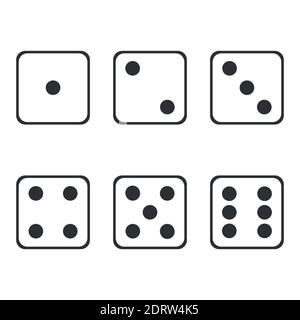 Set von Spiel Würfel isoliert auf weißem Hintergrund, Würfel einfache Symbole Stock Vektor