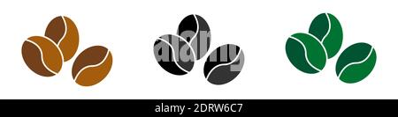 Set Kaffeebohnen Logo. Isolierte Kaffeebohnen auf weißem Hintergrund isoliert Stock Vektor
