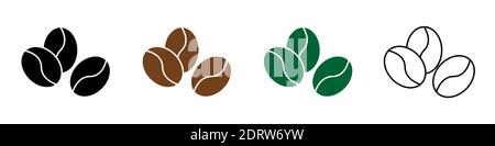 Set Kaffeebohnen Logo. Isolierte Kaffeebohnen auf weißem Hintergrund isoliert Stock Vektor
