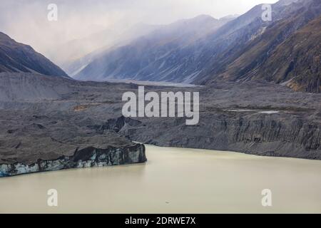 Das Tasman Valley, ein Beispiel eines vergletscherten Tals in den südlichen Alpen, Südinsel, Neuseeland. Stockfoto