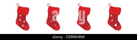Weihnachtlicher Sockenstrumpf auf Weiß Stock Vektor