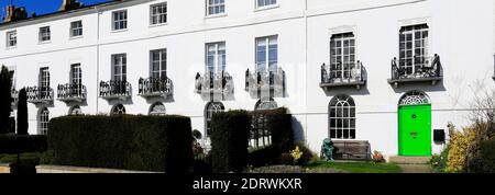 Ansicht der Häuser in Rutland Terrasse, EINE Reihe von Regency-Stil Häuser gebaut in 1831, Stamford Stadt; Lincolnshire; England; Großbritannien Stockfoto