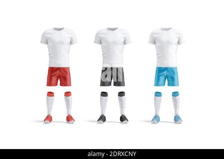 Blank weiß bayern und juventus Team Fußball Uniform Mockup, isoliert, 3d-Rendering. Leere deutschland und italien professionelle Trainingsanzug Mock up, Front vie Stockfoto