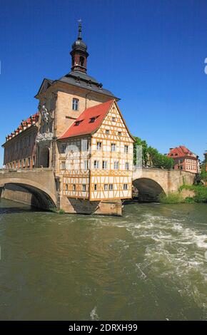 Das Alte Rathaus in der Regnitz, Bamberg, Oberfranken, Bayern, Deutschland / das Alte Rathaus in der Regnitz, Bamberg, Oberfranken, Bayern, Stockfoto