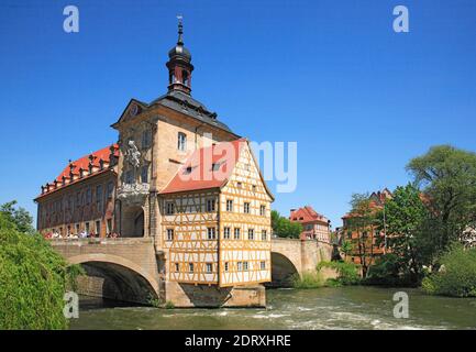 Das Alte Rathaus in der Regnitz, Bamberg, Oberfranken, Bayern, Deutschland / das Alte Rathaus in der Regnitz, Bamberg, Oberfranken, Bayern, Stockfoto