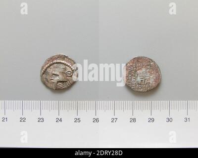 Herrscher: Pakoros II., 78 - 105, Prägeanstalt: Ecbatana, 1 Drachme von Pakoros II. Aus Ecbatana, 78–105, Silber, 3.50 g, 12:00, 20.7 mm, hergestellt in Ecbatana, Media, Parthian, 1. Jahrhundert–2. Jahrhundert n. Chr., Numismatik Stockfoto