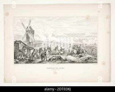 Graveur: Eugène Laville, französisch, 1814–1869, nach: Horace Vernet, französisch, 1789–1863, Bataille de Valmy (Schlacht von Valmy), Gravur, Blatt: 21.3 × 29.5 cm (8 3/8 × 11 5/8 Zoll), französisch, 19. Jahrhundert, Arbeiten auf Papier - Drucke Stockfoto