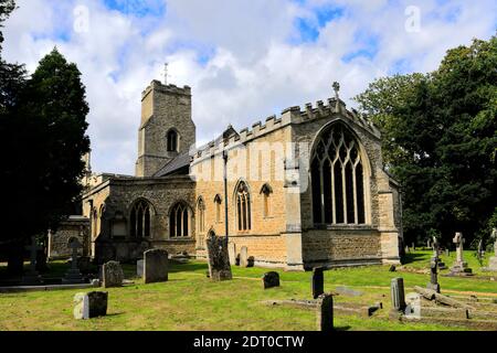 Sommeransicht von St Marys Church, Orton Waterville, Orton Hall, Peterborough City, Cambridgeshire, England, UK Stockfoto