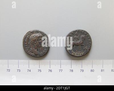 Herrscher: Lucius Verus, Kaiser von Rom, 130–169 n. Chr., regiert 161–69, Münzstätte: Rom, 1 ab Lucius Verus, Mitkaiser von Rom, 166, Kupfer, 10.70 g, 6:00, 26.7 mm, Made in Rome, Italy, Roman, 2. Jahrhundert, Numismatik Stockfoto