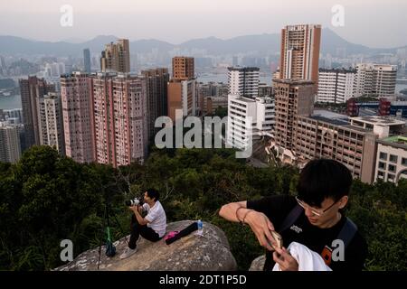 Dokumentarische Fotografie im Alltag in Hongkong, das eine beispiellose politische Krise durchlebt. Photographie documentaire au quotidien Stockfoto