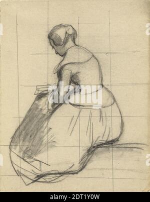 Künstler: Edwin White, Amerikaner, 1817–1877, Woman Reading, Skizze zur Unterzeichnung des Compact in the Cabin of the Mayflower, Kohle und Graphit, 29.8 × 22.9 cm (11 3/4 × 9 in.), Made in United States, Amerikaner, 19. Jahrhundert, Werke auf Papier - Zeichnungen und Aquarelle Stockfoto