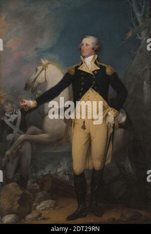 Künstler: John Trumbull, Amerikaner, 1756–1843, Thema: George Washington, Amerikaner, 1732–1799, LL.D. 1822, General George Washington in Trenton, Öl auf Leinwand, 92 1/2 × 63 Zoll (235 × 160 cm), im Jahr 1792 die Stadt Charleston, South Carolina, beauftragt von John Trumbull ein Porträt von George Washington für seine Rathaus zum Gedenken an den Besuch des Präsidenten im Mai 1791. Die kommission hatte für Trumbull eine persönliche Bedeutung, denn er war während der Revolution Washingtons zweiter Adjutant. Trumbull entschied sich, den kritischen Moment der Führung Washingtons während des Revolutionärs zu vermitteln Stockfoto