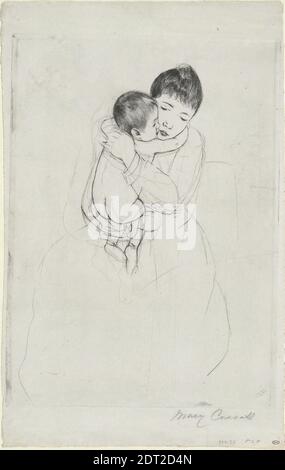 Künstler: Mary Cassatt, Amerikanerin, 1844–1926, mütterliche Liebkosung, Drypoint: Bleistiftkorrekturen, 14 3/8 × 10 3/8 Zoll (36.5 × 26.4 cm), hergestellt in den Vereinigten Staaten, Amerikaner, 19. Jahrhundert, Arbeiten auf Papier - Drucke Stockfoto