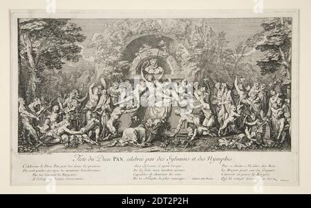 Künstler: Claude Gillot, französisch, 1673–1722, Fete du Dieu Pan, celebree par des Sylvains et des Nymphs (Fest des gottes Pan), Radierung und Gravur; schweres Büttenpapier, Blatt (Höhe): 26.7 cm, 10 1/2 Made in France, französisch, 18. Jahrhundert, Arbeiten auf Papier - Drucke Stockfoto