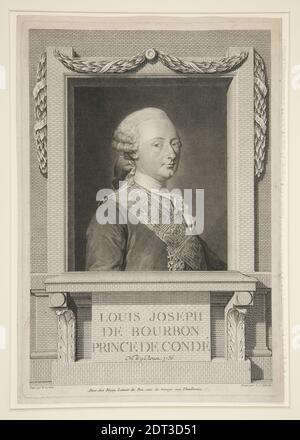 Künstler: Louis Jacques Cathelin, französisch, 1739–1804, nach Möglichkeit: Simon Bernard Le Noir, französisch, 1729–1791, Portrait von Louis Joseph de Bourbon, Prince de Conde, Gravur, Bild: 34.3 × 23.3 cm (13 1/2 × 9 3/16 in.), Made in France, französisch, 18. Jahrhundert, Arbeiten auf Papier - Drucke Stockfoto