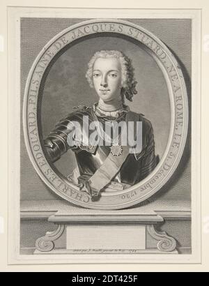 Künstler: Jean Daulé, französisch, 1707–1763, Charles Edward Louis Philip Casimir Stuart (1720-1780), Gravur, 27.9 × 21.2 cm (11 × 8 3/8 in.), französisch, 18. Jahrhundert, Arbeiten auf Papier - Drucke Stockfoto