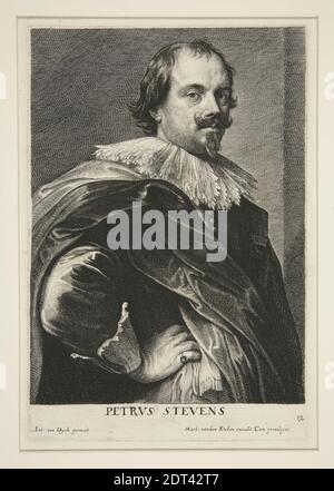 Kupferstecher: Lucas Vorsterman der Ältere, Flämisch, 1595–1675, nach: Anthony van Dyck, Flämisch, 1599–1641, Portrait von Pieter Stevens (1593-1658), ca. 1662, Gravieren und Radierung, 28.5 × 21 cm (11 1/4 × 8 1/4 in.), Made in Flandern, Flämisch, 17. Jahrhundert, Arbeiten auf Papier - Druckgrafiken Stockfoto