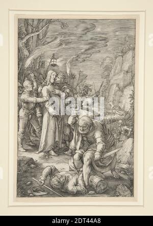 Künstler: Hendrick Goltzius, Niederländisch, 1558–1617, Christus gefangen genommen (der Verrat Christi), aus der Passion, #3 in einer Serie von 12 Stichen, Gravur, 20.1 × 13.3 cm (7 15/16 × 5 1/4 in.), Made in the Netherlands, Niederländisch, 16. Jahrhundert, Arbeiten auf Papier - Drucke Stockfoto