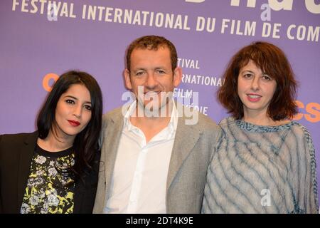 Leila Bekhti, Dany Boon und Valerie Bonneton während der 17. Eröffnungsfeier des Comedy Film Festivals Alpe d'Huez, Frankreich, am 15. Januar 2014. Foto von Nicolas Briquet/ABACAPRESS.COM Stockfoto