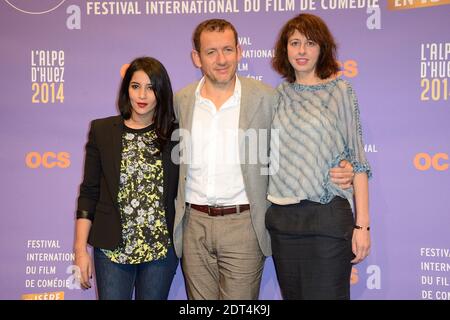 Leila Bekhti, Dany Boon und Valerie Bonneton während der 17. Eröffnungsfeier des Comedy Film Festivals Alpe d'Huez, Frankreich, am 15. Januar 2014. Foto von Nicolas Briquet/ABACAPRESS.COM Stockfoto