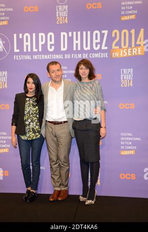 Leila Bekhti, Dany Boon und Valerie Bonneton während der 17. Eröffnungsfeier des Comedy Film Festivals Alpe d'Huez, Frankreich, am 15. Januar 2014. Foto von Nicolas Briquet/ABACAPRESS.COM Stockfoto