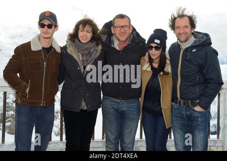 Die Jury 2014, Pierre Niney, Valerie Bonneton, Dany Boon, Leila Bekhti und Stephane de Groodt posieren während des 17. Alpe d'Huez Comedy Film Festival in Frankreich, am 18. Januar 2014. Foto von Nicolas Briquet/ABACAPRESS.COM Stockfoto