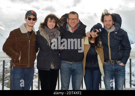 Die Jury 2014, Pierre Niney, Valerie Bonneton, Dany Boon, Leila Bekhti und Stephane de Groodt posieren während des 17. Alpe d'Huez Comedy Film Festival in Frankreich, am 18. Januar 2014. Foto von Nicolas Briquet/ABACAPRESS.COM Stockfoto