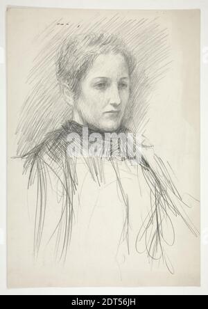 Künstler: Edwin Austin Abbey, amerikanisch, 1852–1911, M.A., 1897, Portrait of a Young Mrs. Abbey (?), Graphit, Cream Wove, 50.5 × 35.3 cm (19 7/8 × 13 7/8 in.), Made in United States, amerikanisch, 19. Jahrhundert, Werke auf Papier - Zeichnungen und Aquarelle Stockfoto