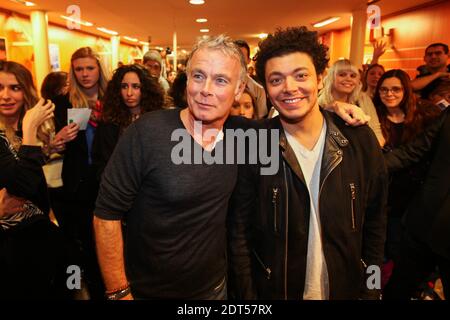 Franck Dubosc und Kev Adams bei der Vorschau von Fiston in Lille, Frankreich am 20. Januar 2014. Foto von Sylvain Lefevre/ABACAPRESS.COM Stockfoto