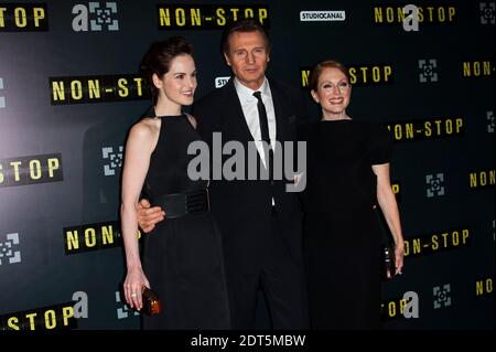 Julianne Moore, Michelle Dockery und Liam Neeson bei der französischen Premiere des Films "NON STOP" im Gaumont Opera Cinema in Paris, Frankreich am 27 2014. Januar. Foto von Nicolas Genin/ABACAPRESS.COM Stockfoto