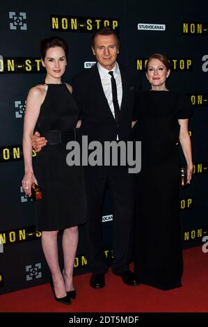 Julianne Moore, Michelle Dockery und Liam Neeson bei der französischen Premiere des Films "NON STOP" im Gaumont Opera Cinema in Paris, Frankreich am 27 2014. Januar. Foto von Nicolas Genin/ABACAPRESS.COM Stockfoto