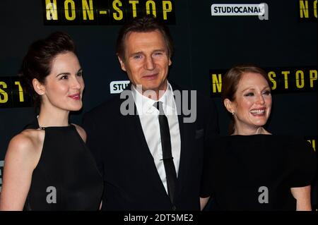 Julianne Moore, Michelle Dockery und Liam Neeson bei der französischen Premiere des Films "NON STOP" im Gaumont Opera Cinema in Paris, Frankreich am 27 2014. Januar. Foto von Nicolas Genin/ABACAPRESS.COM Stockfoto