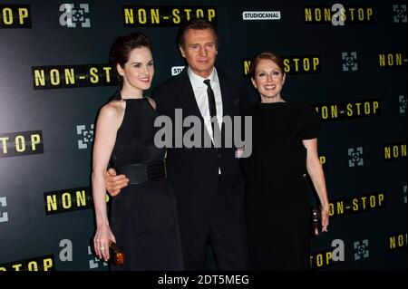 Julianne Moore, Michelle Dockery und Liam Neeson bei der französischen Premiere des Films "NON STOP" im Gaumont Opera Cinema in Paris, Frankreich am 27 2014. Januar. Foto von Nicolas Genin/ABACAPRESS.COM Stockfoto