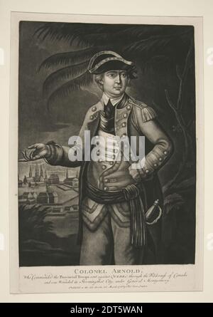 Graveur: Thomas Hart, London, Colonel [Benedict] Arnold, Mezzotint, Blatt: 47 × 32.5 cm (18 1/2 × 12 13/16 in.), hergestellt in Großbritannien, Großbritannien, 18. Jahrhundert, Werke auf Papier - Drucke Stockfoto