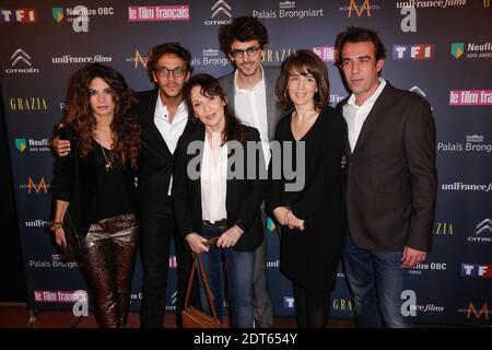 Barbara Cabrita, Chantal Lauby, Rita Blanco und Ruben Alves bei der 21. Zeremonie der Trophees du Film Francais, die am 4. Februar 2014 im Palais Brongniart in Paris, Frankreich, stattfand. Foto von Jerome Domine/ABACAPRESS.COM Stockfoto