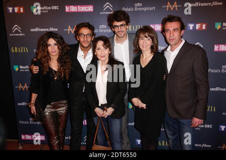 Barbara Cabrita, Chantal Lauby, Rita Blanco und Ruben Alves bei der 21. Zeremonie der Trophees du Film Francais, die am 4. Februar 2014 im Palais Brongniart in Paris, Frankreich, stattfand. Foto von Jerome Domine/ABACAPRESS.COM Stockfoto