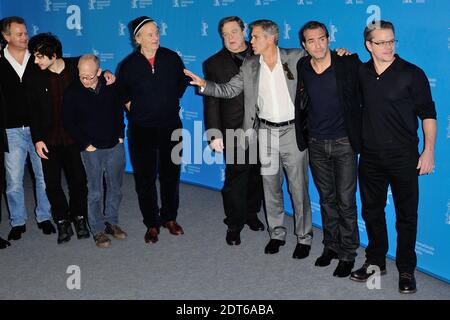 Der deutsche Schauspieler Justus von Dohnanyi, der britische Schauspieler Hugh Bonneville, der britische Schauspieler Dimitri Leonidas, der US-Schauspieler Bob Balaban, Bill Murray, John Goodman, George Clooney, der französische Schauspieler Jean Dujardin und der US-Schauspieler Matt Damon beim Fotocall "The Monuments Men" während der 64. Berlinale, Internationale Filmfestspiele Berlin, Deutschland, Am 08. Februar 2014. Foto von Aurore Marechal/ABACAPRESS.COM Stockfoto