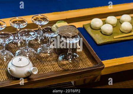 Verkostung von grünem Tee in Shizuoka, Japan Stockfoto