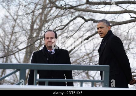 Der französische Präsident Francois Hollande und US-Präsident Barack Obama besuchen am 10. Februar 2014 die Residenz von Thomas Jefferson in MonticelloCharlottesville, VA, USA. Foto von Jacques Witt/Pool/ABACAPRESS.COM Stockfoto