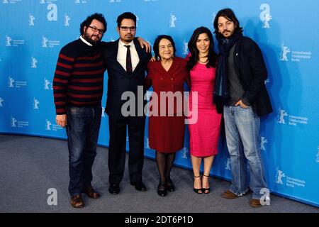 Produzent Pablo Cruz, Schauspieler Michael Pena, Dolores Huerta, Schauspielerin America Ferrera und Regisseur Diego Luna beim 'Cesar Chavez' Photocall während der 64. Berlinale, Internationale Filmfestspiele Berlin, Deutschland, am 12. Februar 2014. Foto von Aurore Marechal/ABACAPRESS.COM Stockfoto